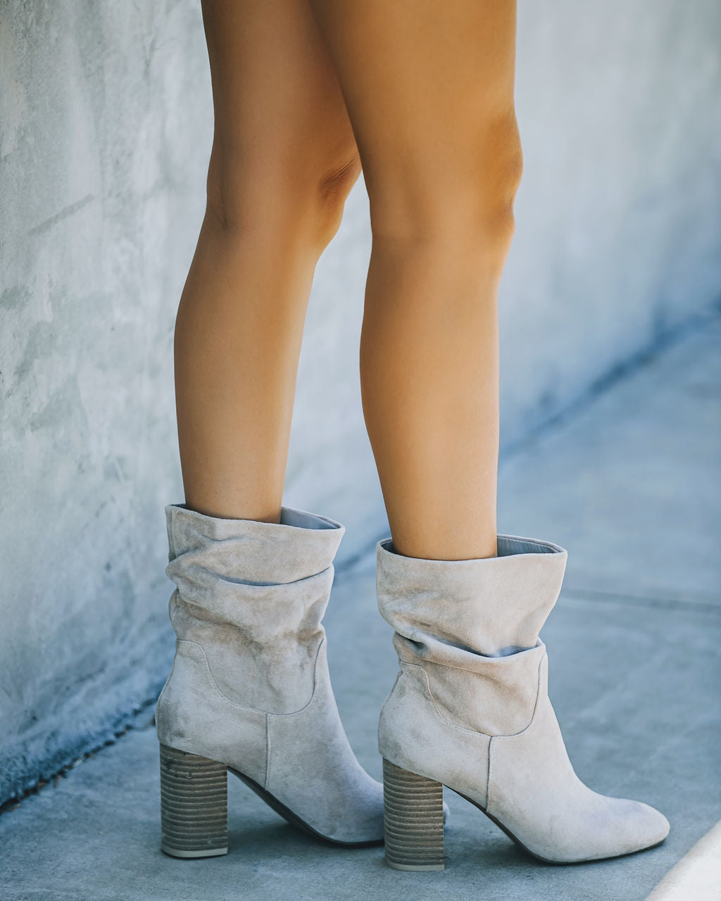 Darby Heeled Slouch Bootie - Grey - Se7enfashion