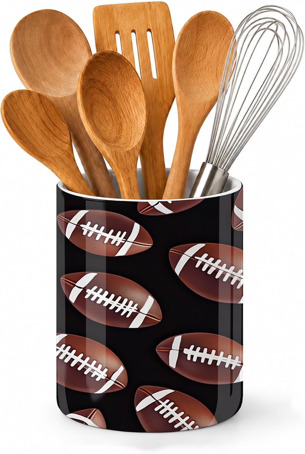 Japanese Waves Kitchen Utensil Holder,Sunrise Cherry Blossoms Ceramic Utensil Crock for Countertop,Cooking Tools Storage jar for Spatulas and Spoons,Housewarming Gifts 6.3