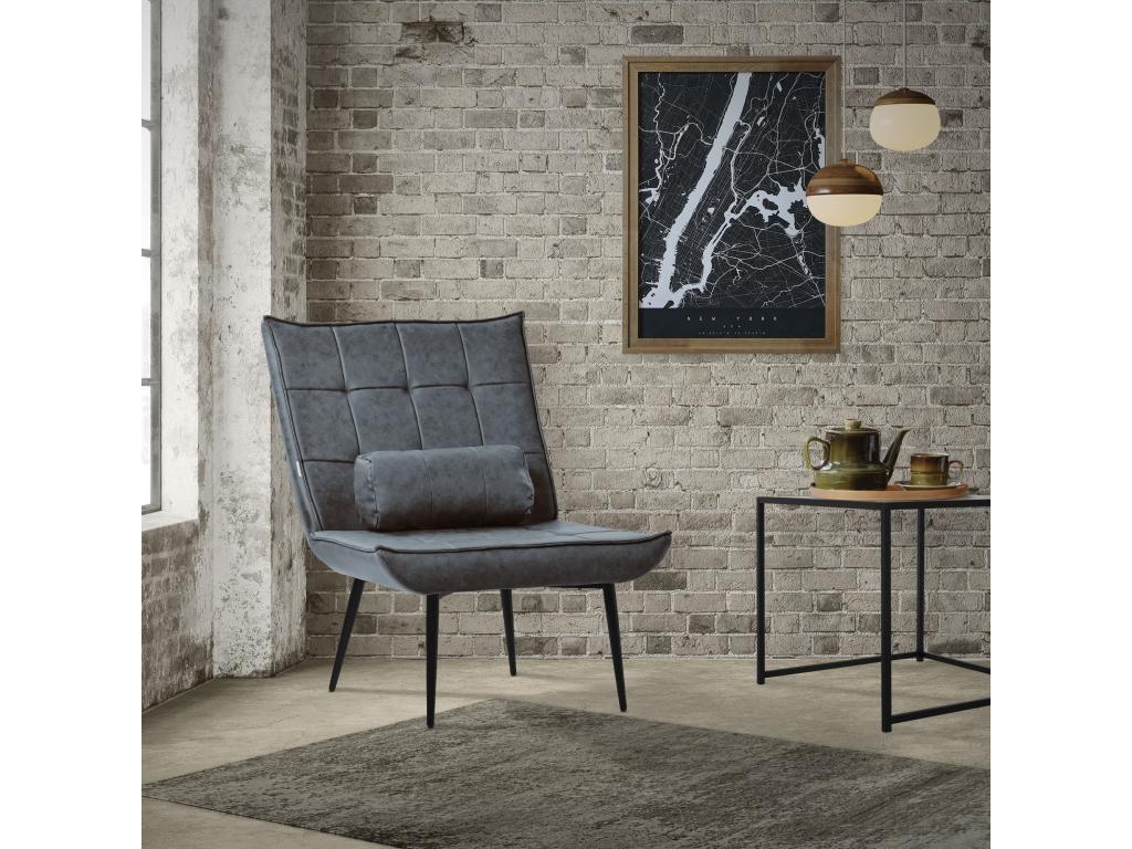 Luzssnh Antracita sillón reclinable - sillón de salón con tapicería de cuero PU y pies de metal negro - sillón de televisión sillón de lectura