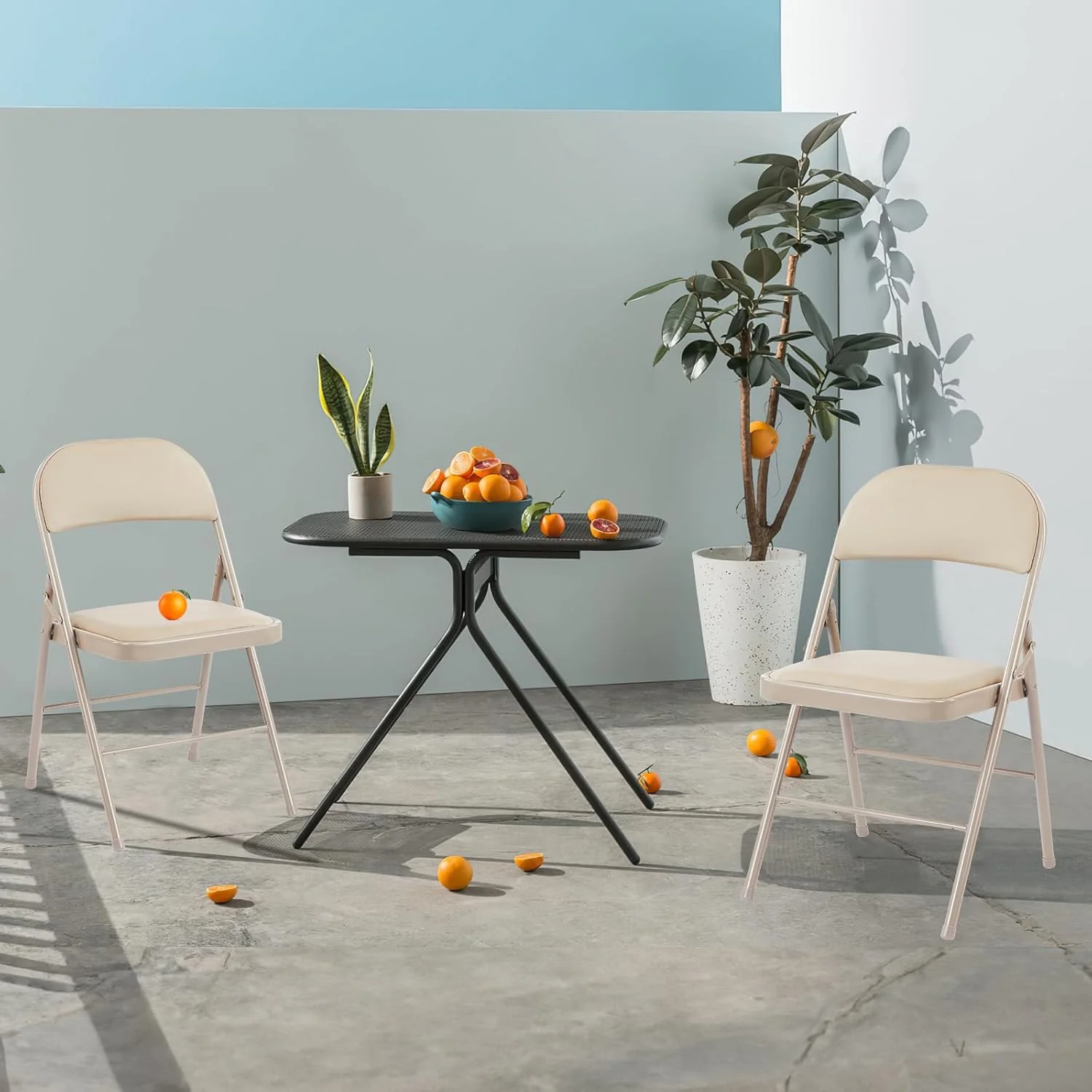 Sweetcrispy Folding Chair 12 Pack, Leather Padded Folding Chairs, Sturdy Metal Foldable Chairs