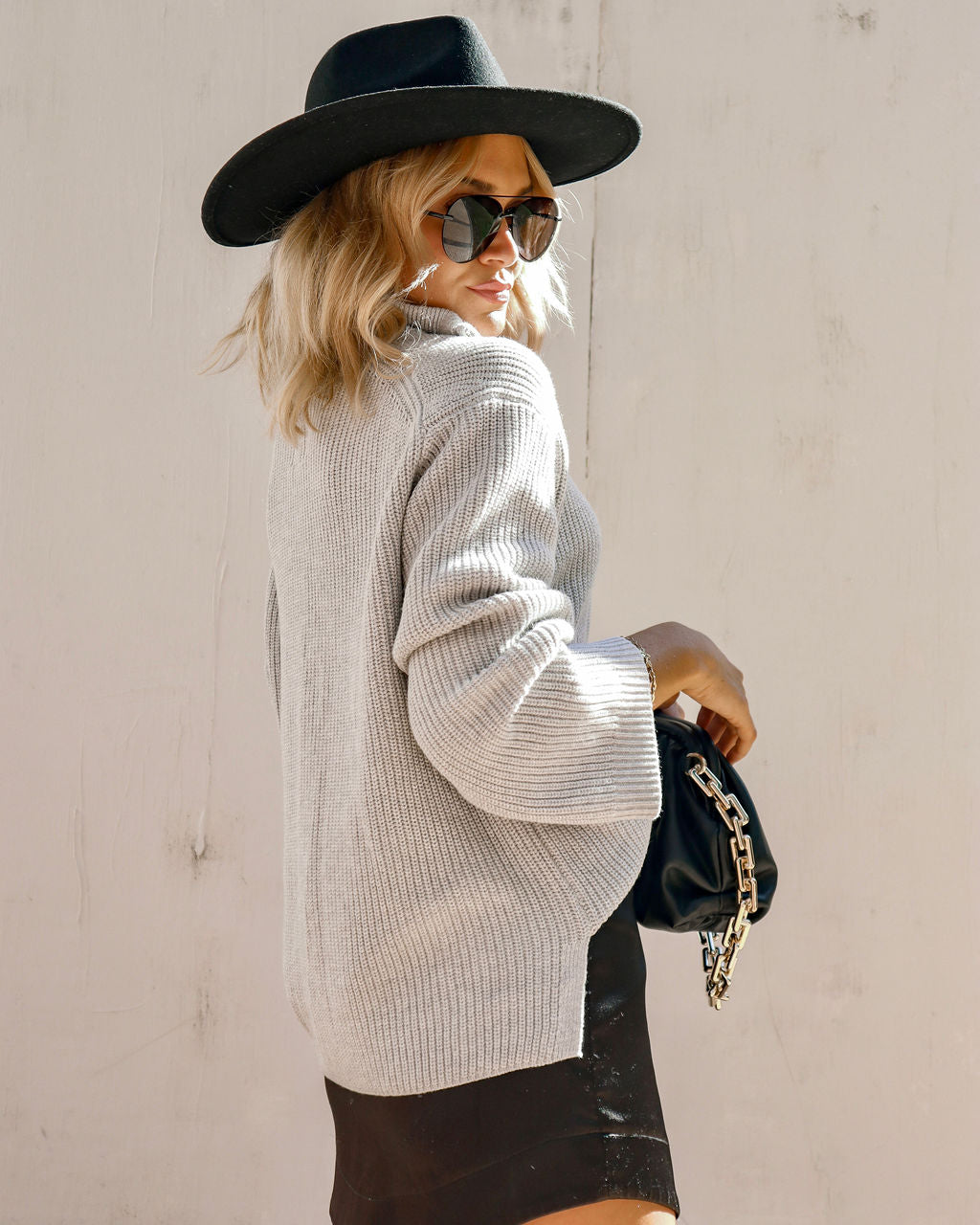Sydney Cotton Knit Half Zip Pullover Sweater - Grey - Se7enfashion