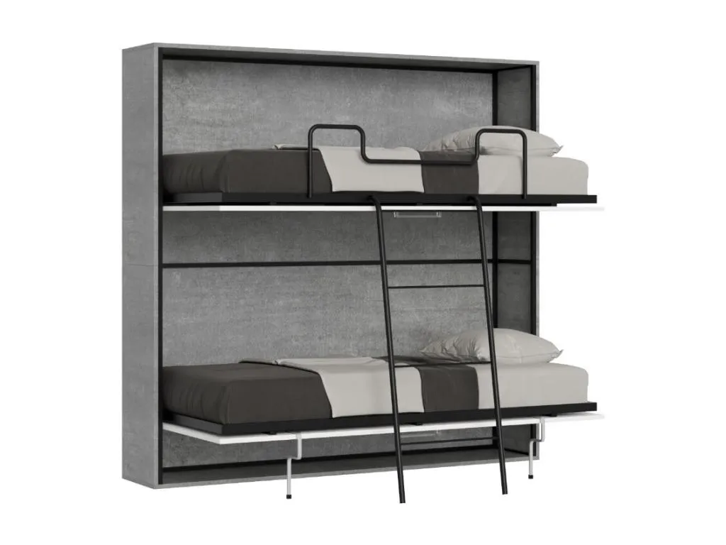 Litera abatible horizontal gris cemento 2 camas 85x185 cm Hogarmini- 56679jcgd