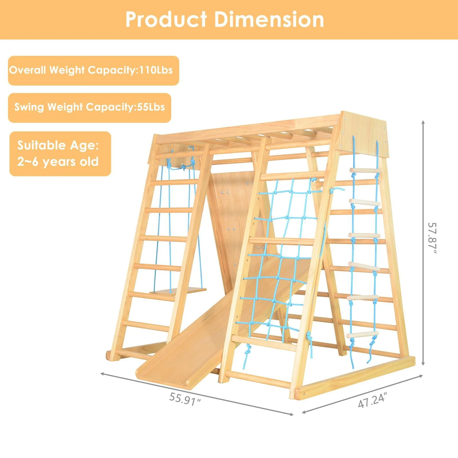 LALAHO 7-in-1 Indoor Playground Kids Playground Climbing Toys for Toddlers, Indoor Jungle Gym for Toddlers - Image 2