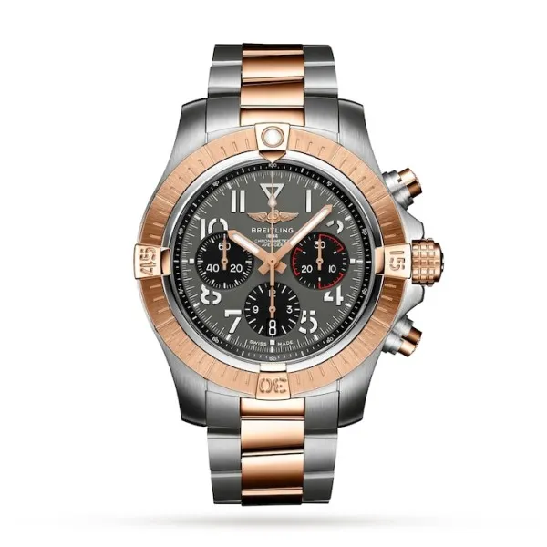Breitling Avenger Men Automatic Grey Stainless Steel   18K Red Gold Watch UB01821A1B1U1