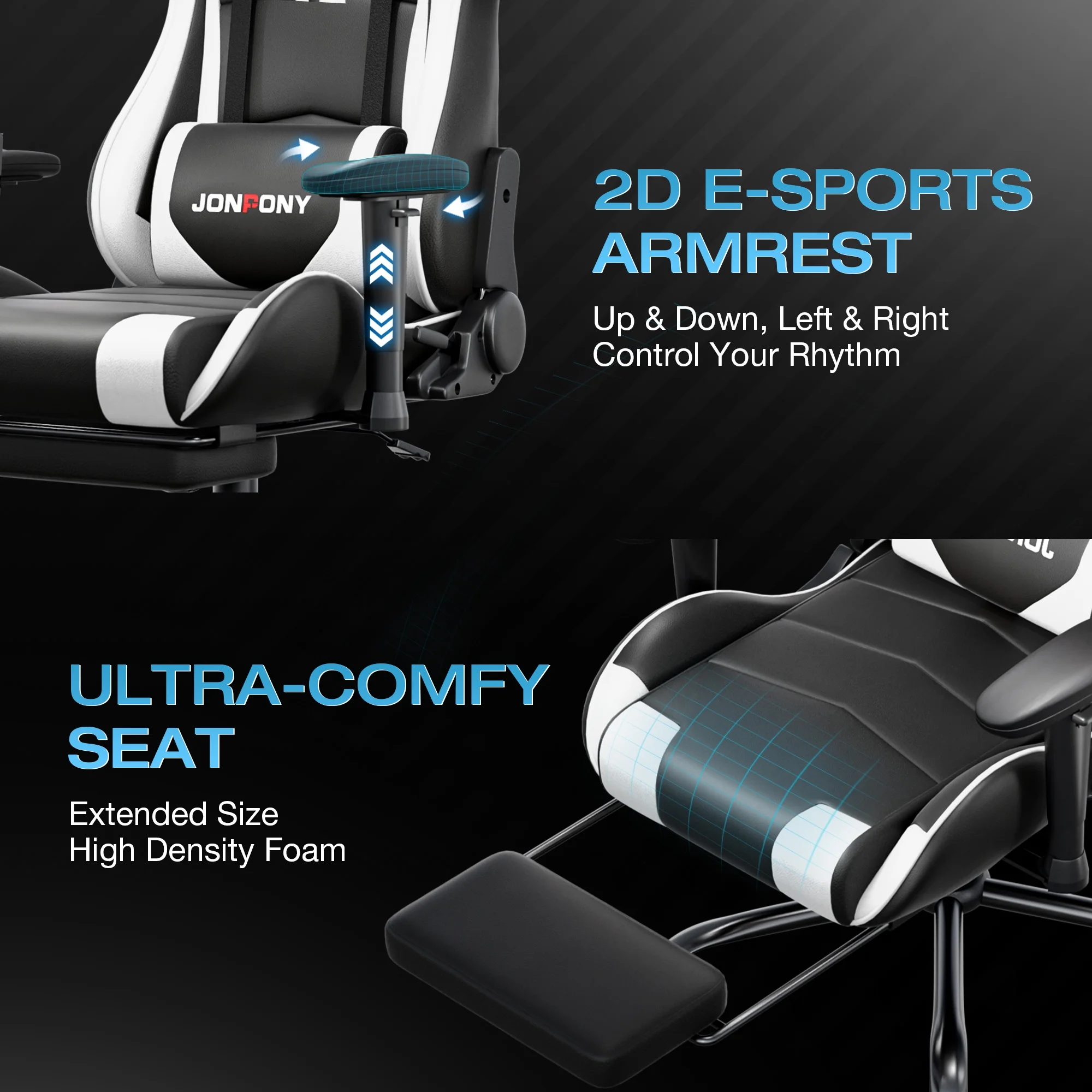 JONPONY Big and Tall 500LBS Gaming Chair, Ergonomic Design, Gamer Chair PU Leather with Footrest and Lumbar Support, High Back Office Chair Support 8 Hours Long Sitting,Red Computer Chair,Red - Image 70