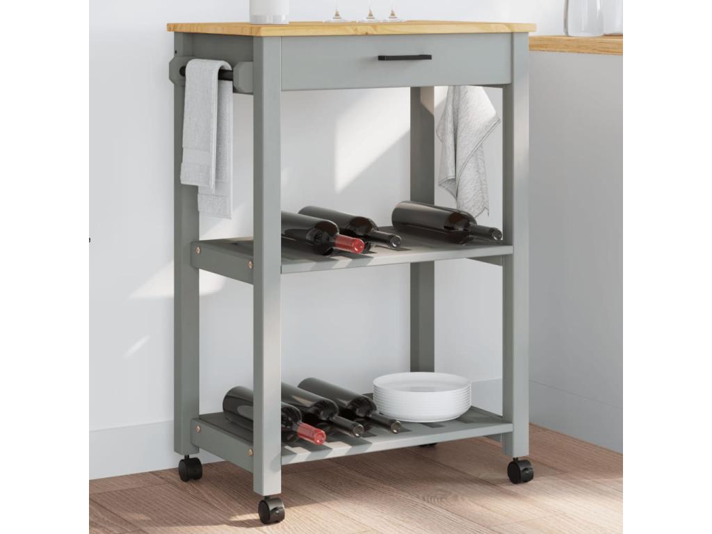 Carrito de cocina MONZA madera maciza de pino 60x40x90 cm