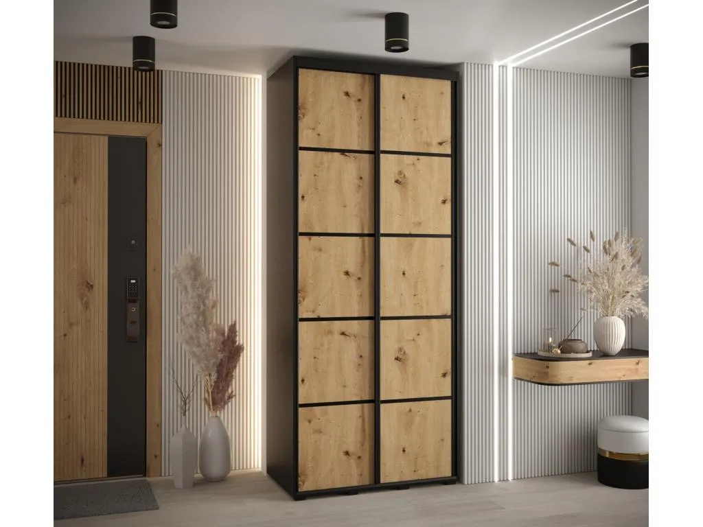 ARMARIO Homepleno 4 DE PUERTAS CORREDERAS 235.2/110/60 2 puertas (Negro/Artisan/Negro) kuev96205