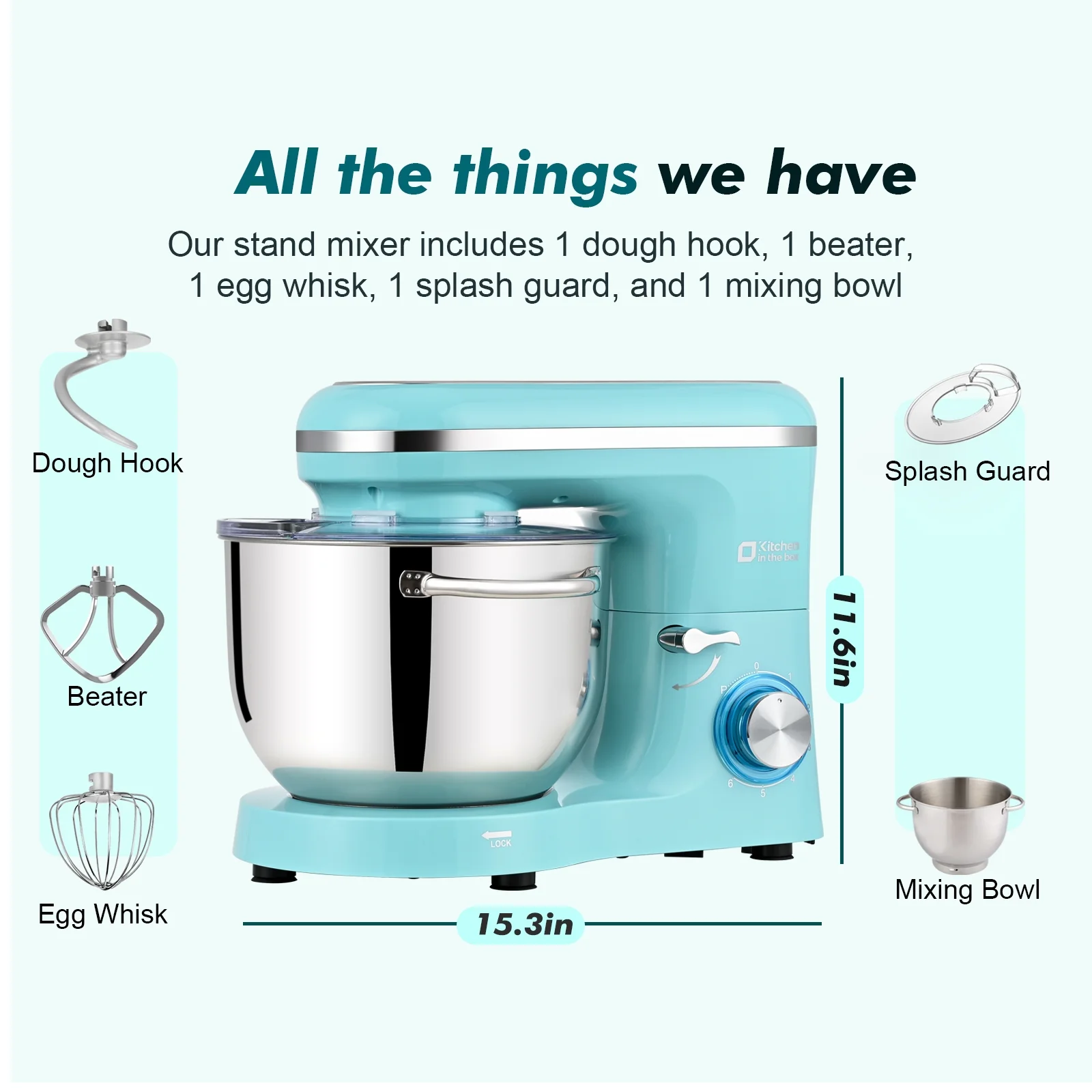 Kitchen in the box Tilt-Head Stand Mixer, Electric Kitchen Mixer with 6.5QT Stainless Steel Bowl, 660W Food Mixer with 6-Speed, Black - Image 25