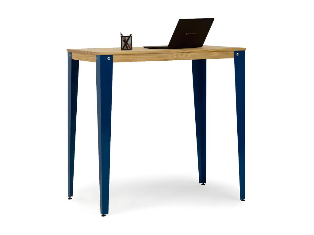 Mesa Joliven 70x110x110cm Azul en madera maciza de acabado natural estilo nórdico Industrial Box Furniture
