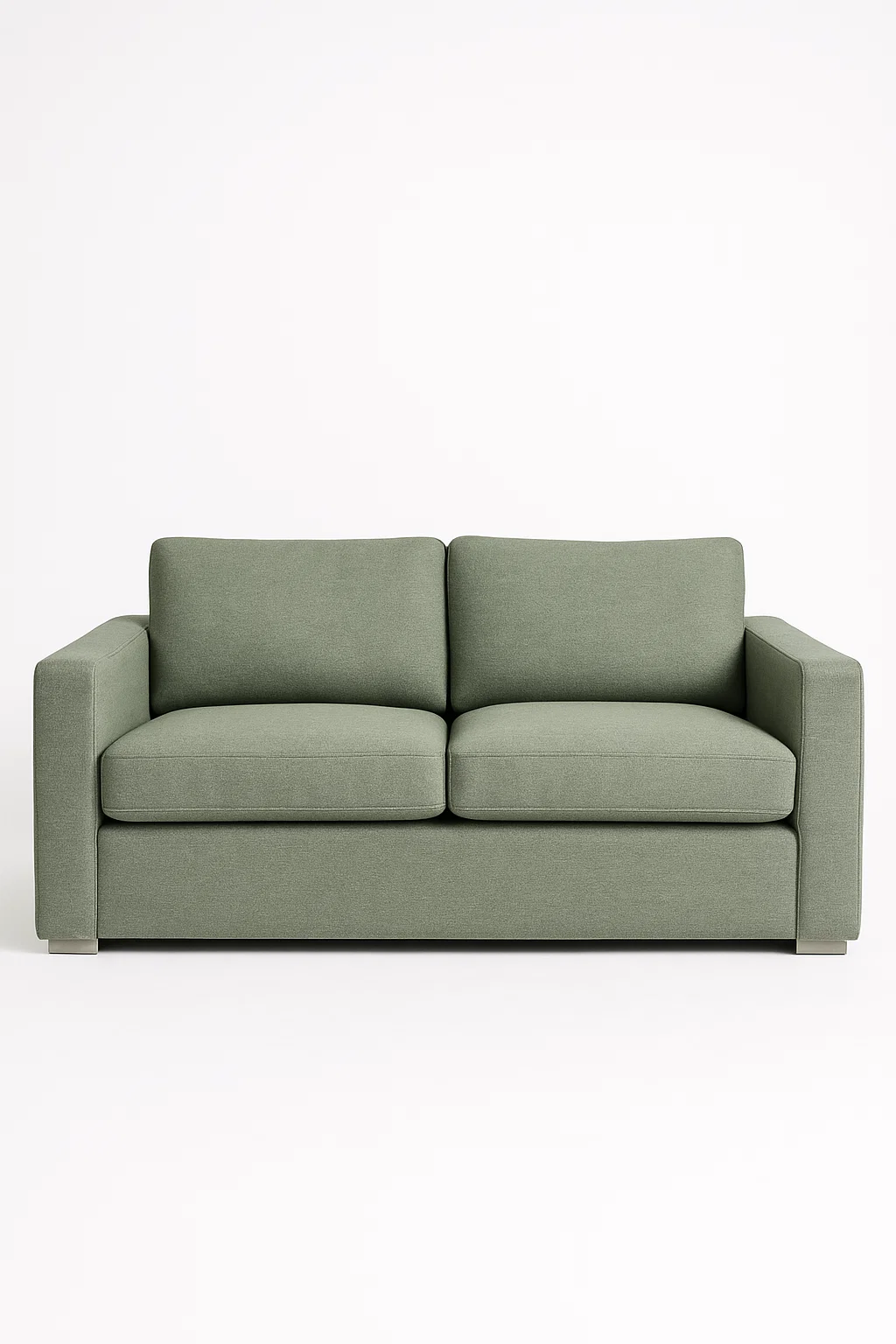 Sofá cama moderno en tela con reposabrazos cuadrados