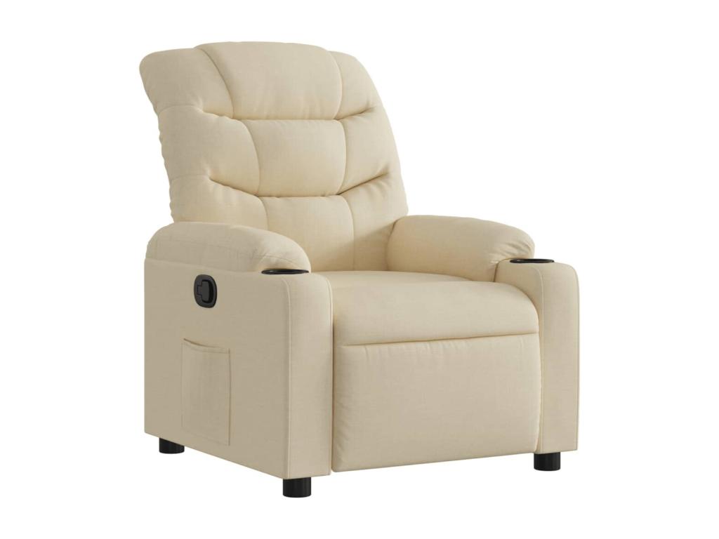 Sillón reclinable de tela crema