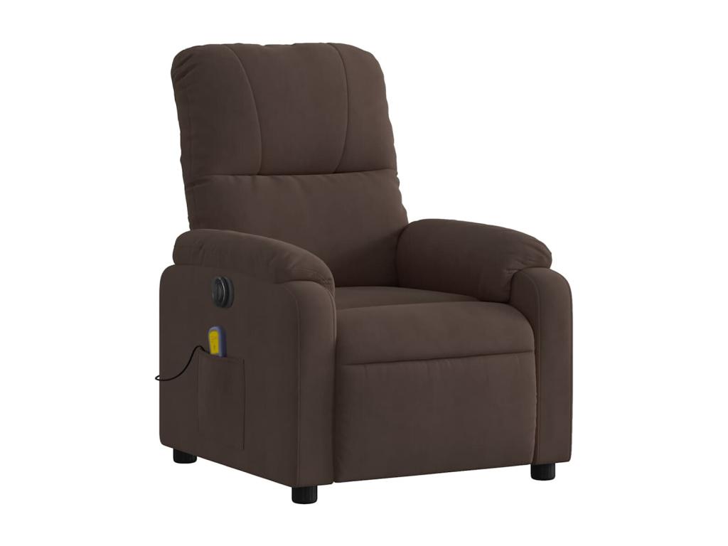 Sillón reclinable de masaje eléctrico tela de microfibra marrón