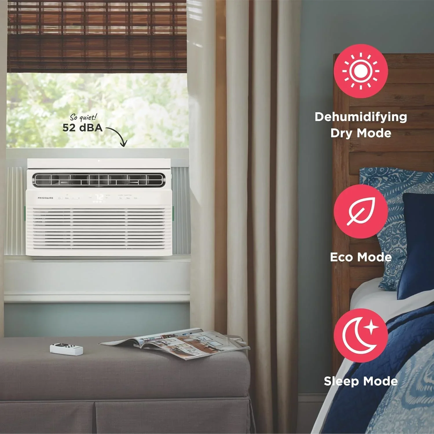 Frigidaire 5,000 BTU Window Air Conditioner Remote Control Cools Up to 150 Sq. Ft. Quiet Operation