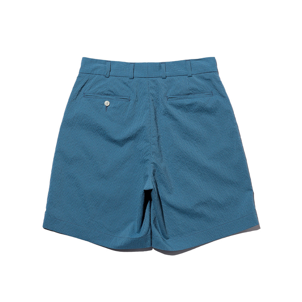 Beams Plus - Short Gaufré Gingham - Bleu