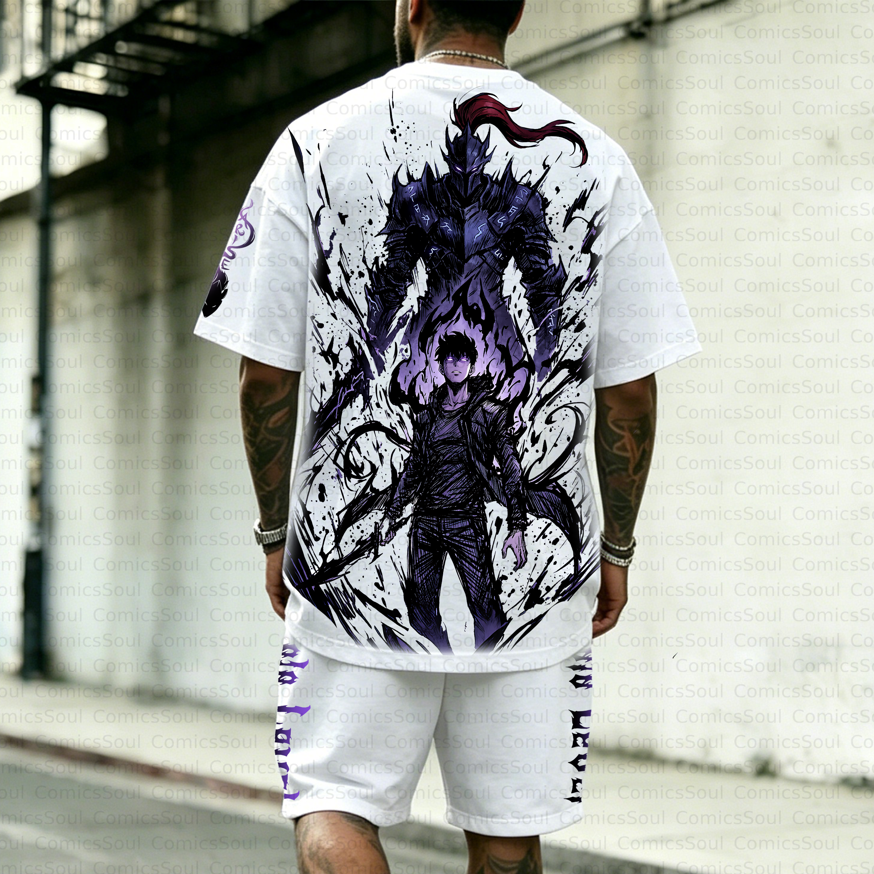 Unisex Anime Inspired Vintage T-shirt& Shorts 2 Pieces Set