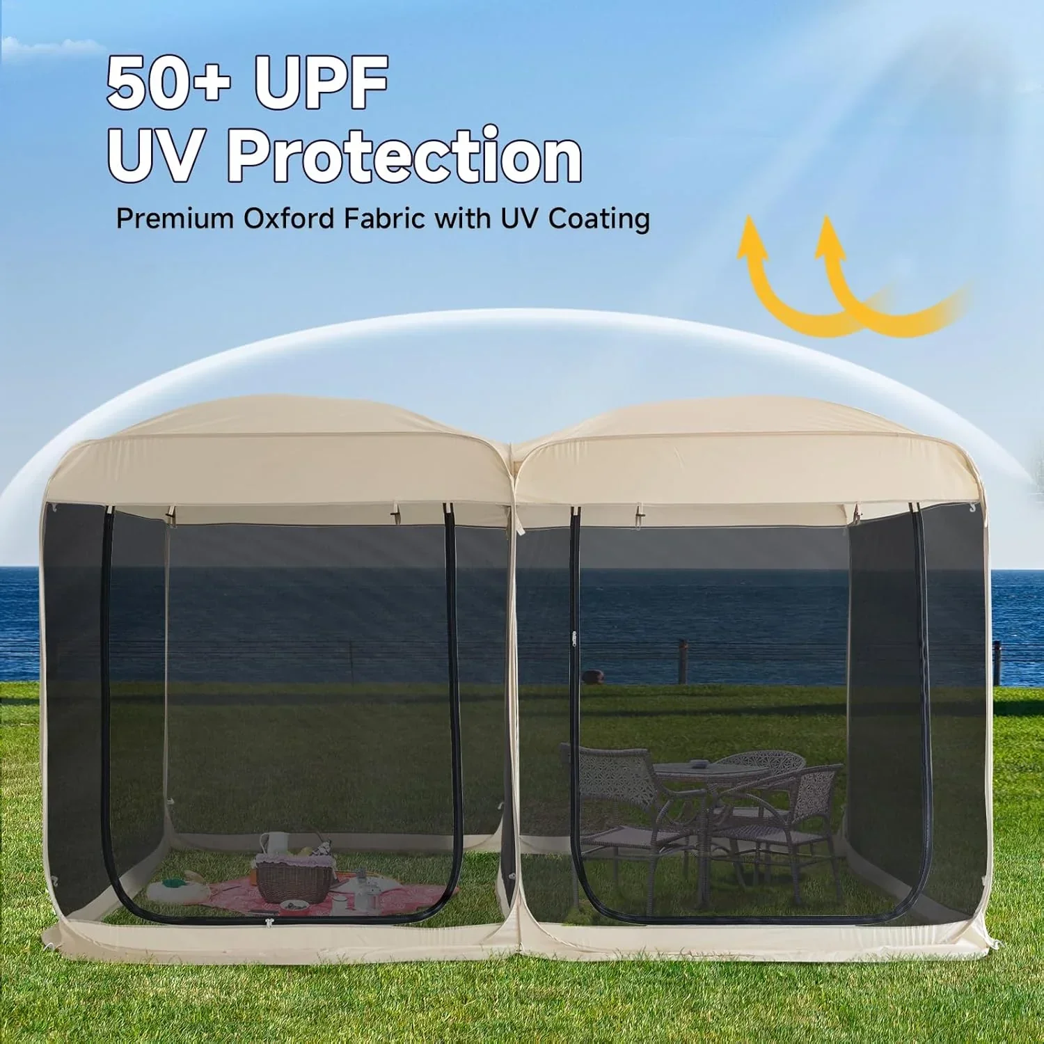 Screen gazebo sleeps 6-10-15 people Igloo-style canopy tent mosquito net on the sides Perfect