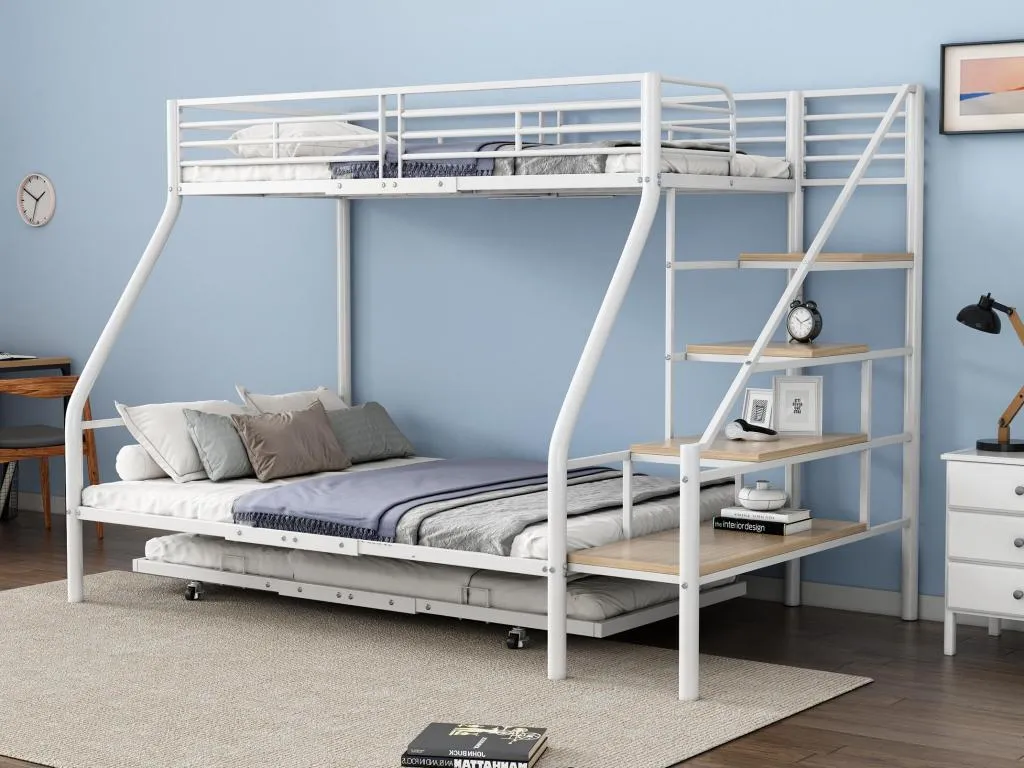 Litera 90x200cm y 140x200cm - con cama Alkifurniturees 90x190cm - estructura de hierro - Blanco UFTA65055