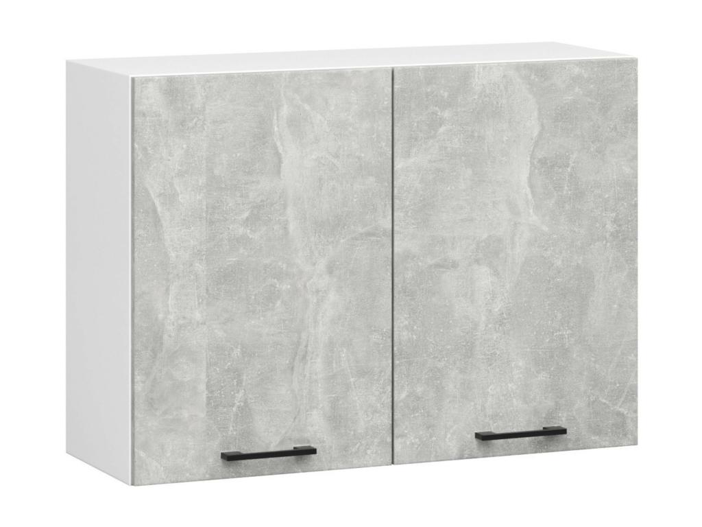 Armario de cocina de pared W80 sistema Homelyvo Blanco 80 cm 2 puertas color Hormigón mate 2 estantes 80x30x58 cm
