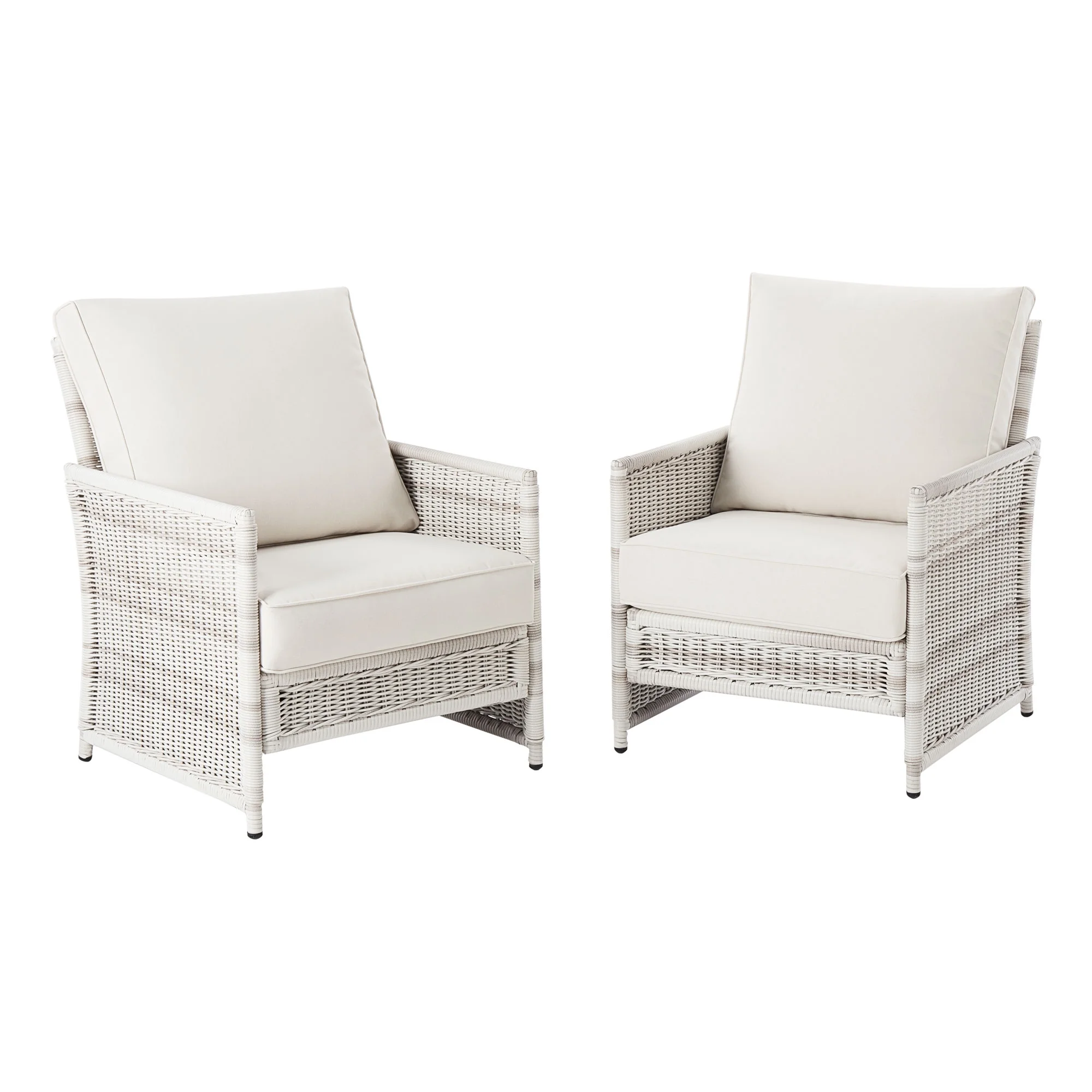 Better Homes & Gardens Paige Outdoor Wicker Stationary Lounge Chairs, Set of 2, White - Image 2