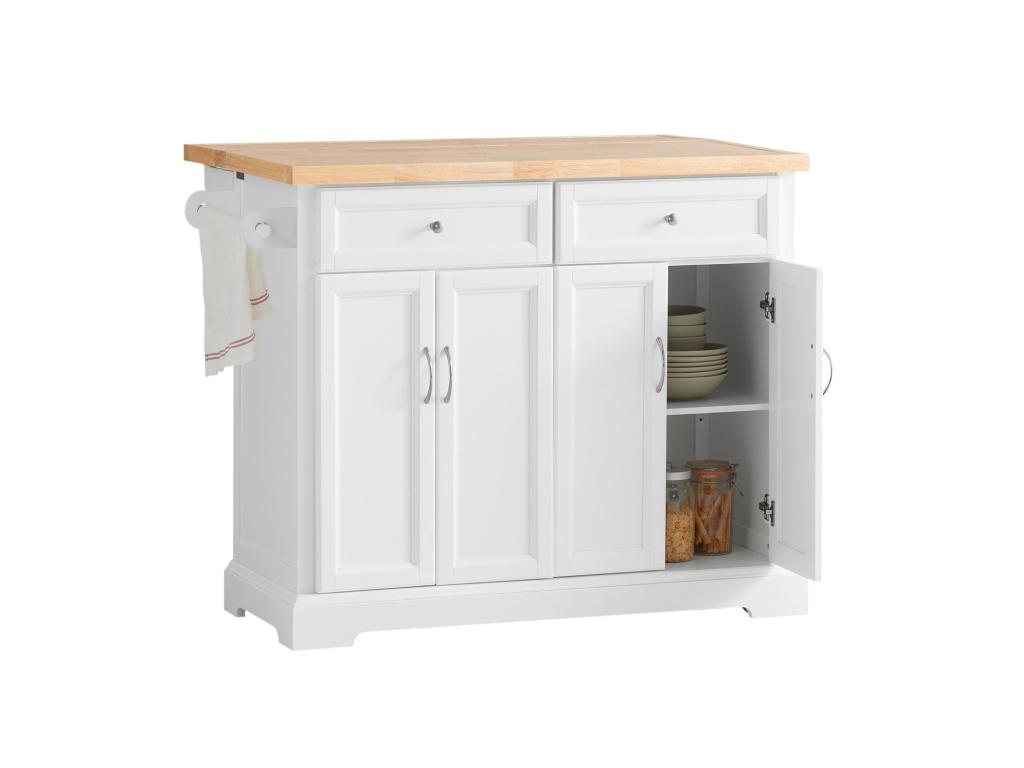 Carrito de Cocina con Piso,con Tablero Extensible,L115 x P46 x H92cm Blanco FKW71-WN Hogarmagic  ES