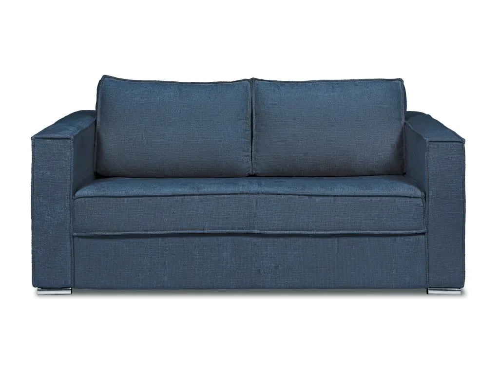 Sofá cama de 4 plazas de apertura rápida de tela texturizada azul - Cama de 160 cm - Colchón de 18 cm Jmmhogar
