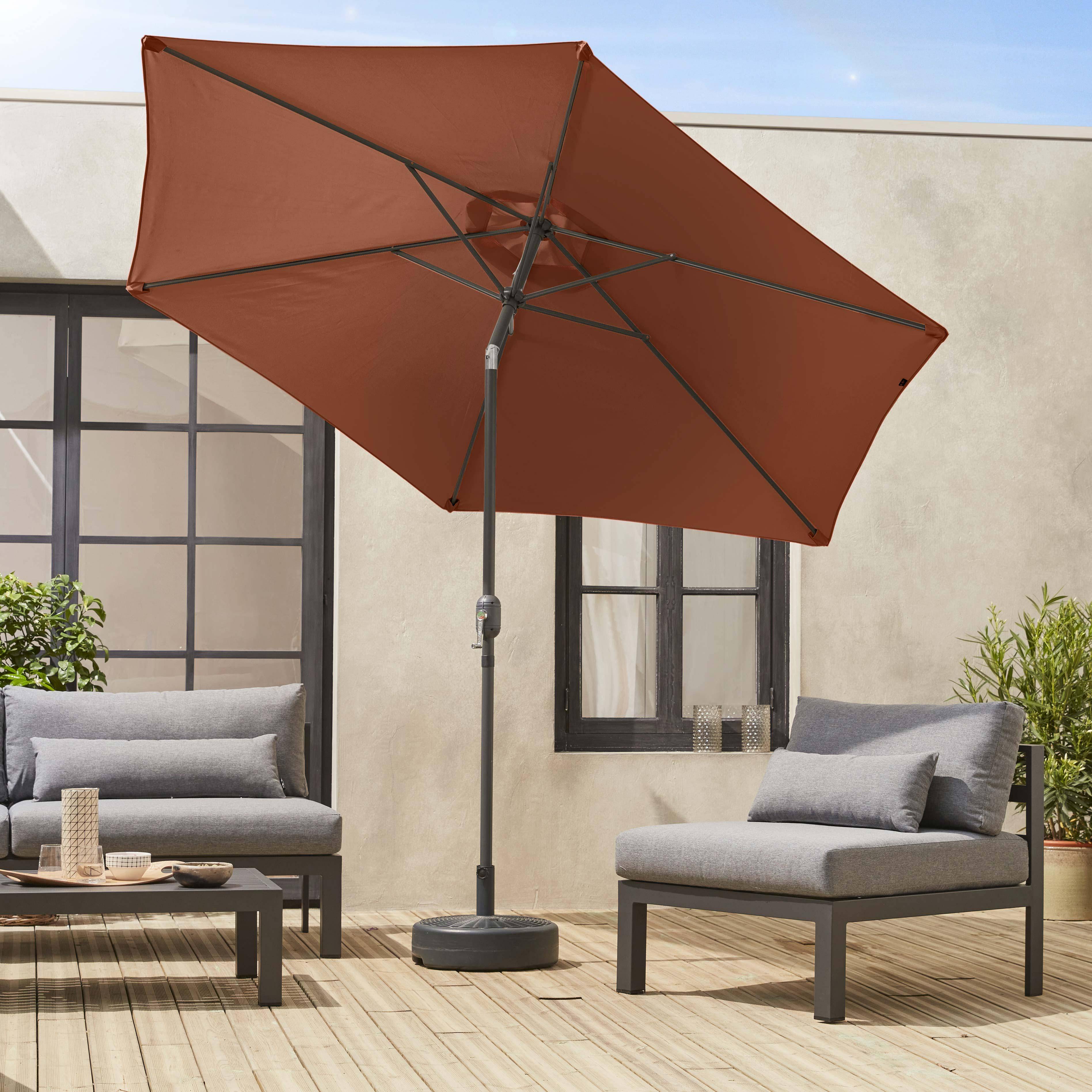 Touquet - Parasol rectangular poste efecto madera, 3x3m