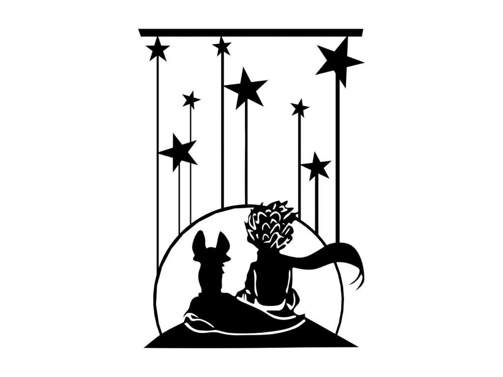 Decoración de Metal El Principito 2, Negro, 71x1,5x100 cm, Laocacasas