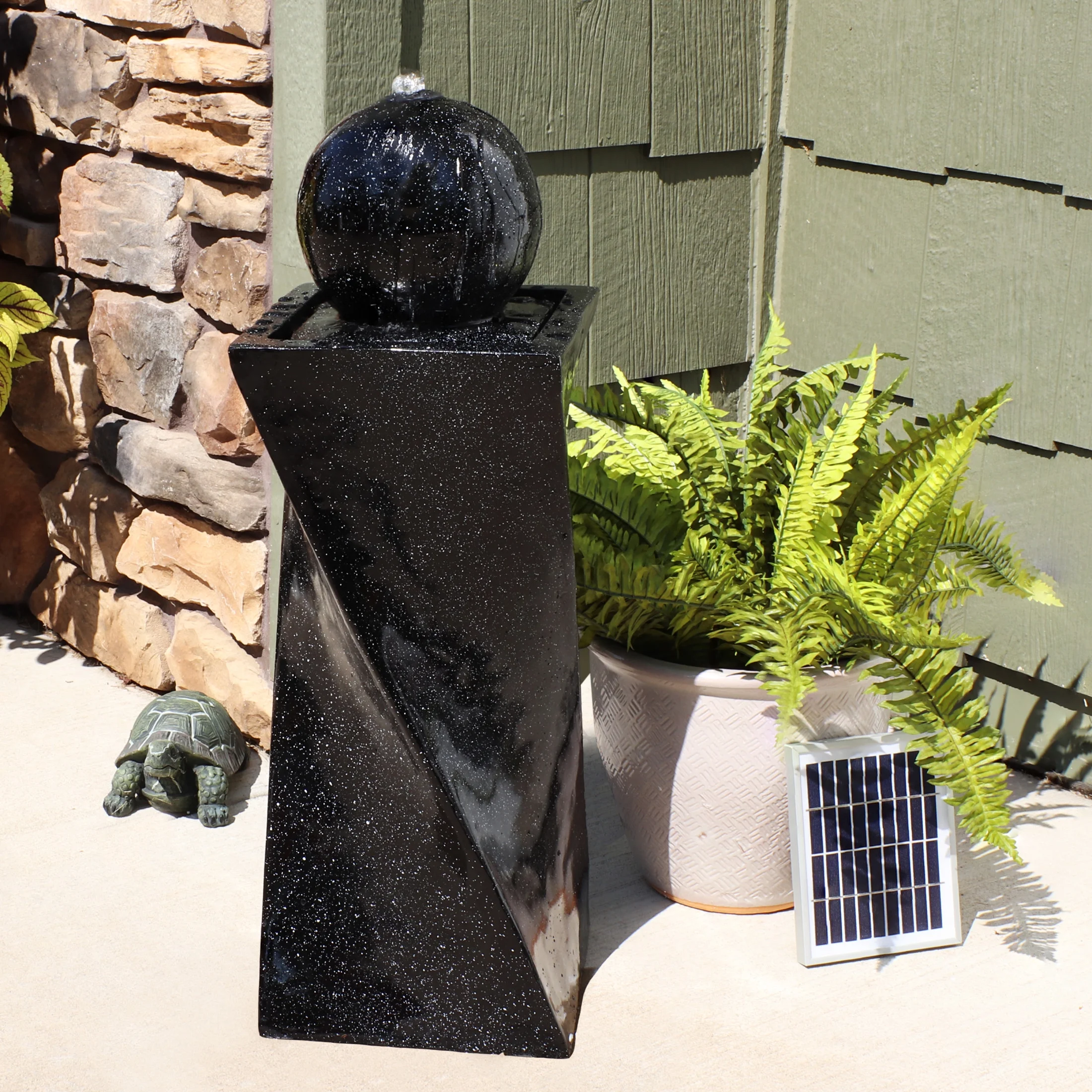 Sunnydaze Black Ball Solar Outdoor Water Fountain - Image 4