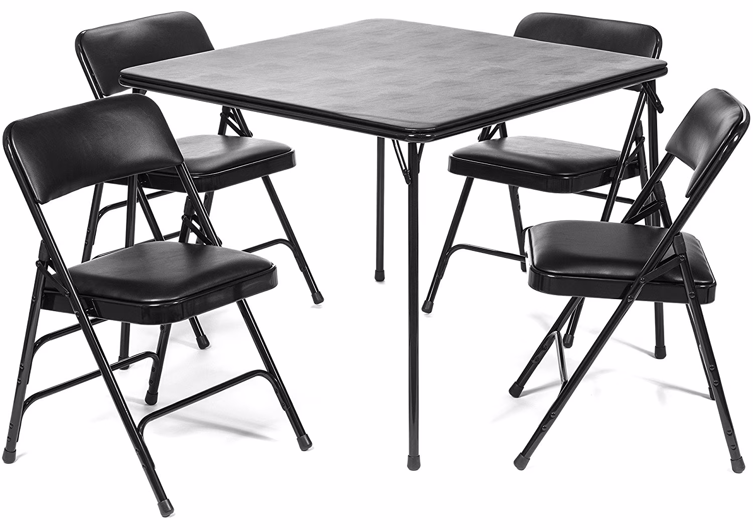 5pc. XL Series Folding Card Table and Triple Braced Vinyl Padded Chair Set, Commercial Quality, Grey - Image 5