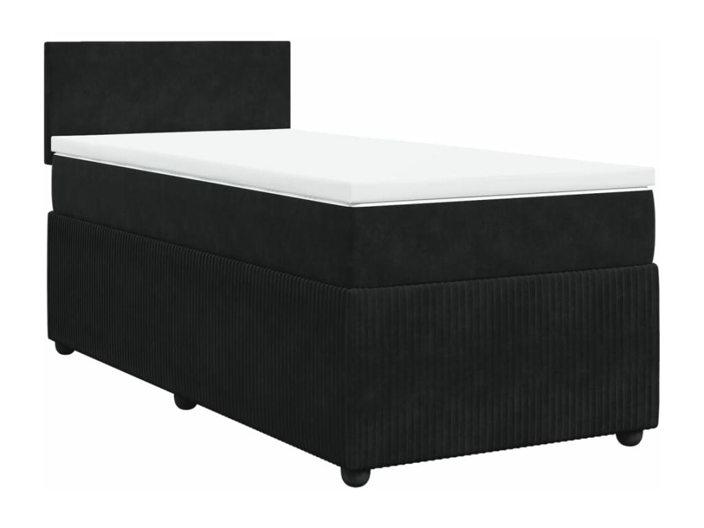 Cama box spring con colchón terciopelo negro 100x200 cm