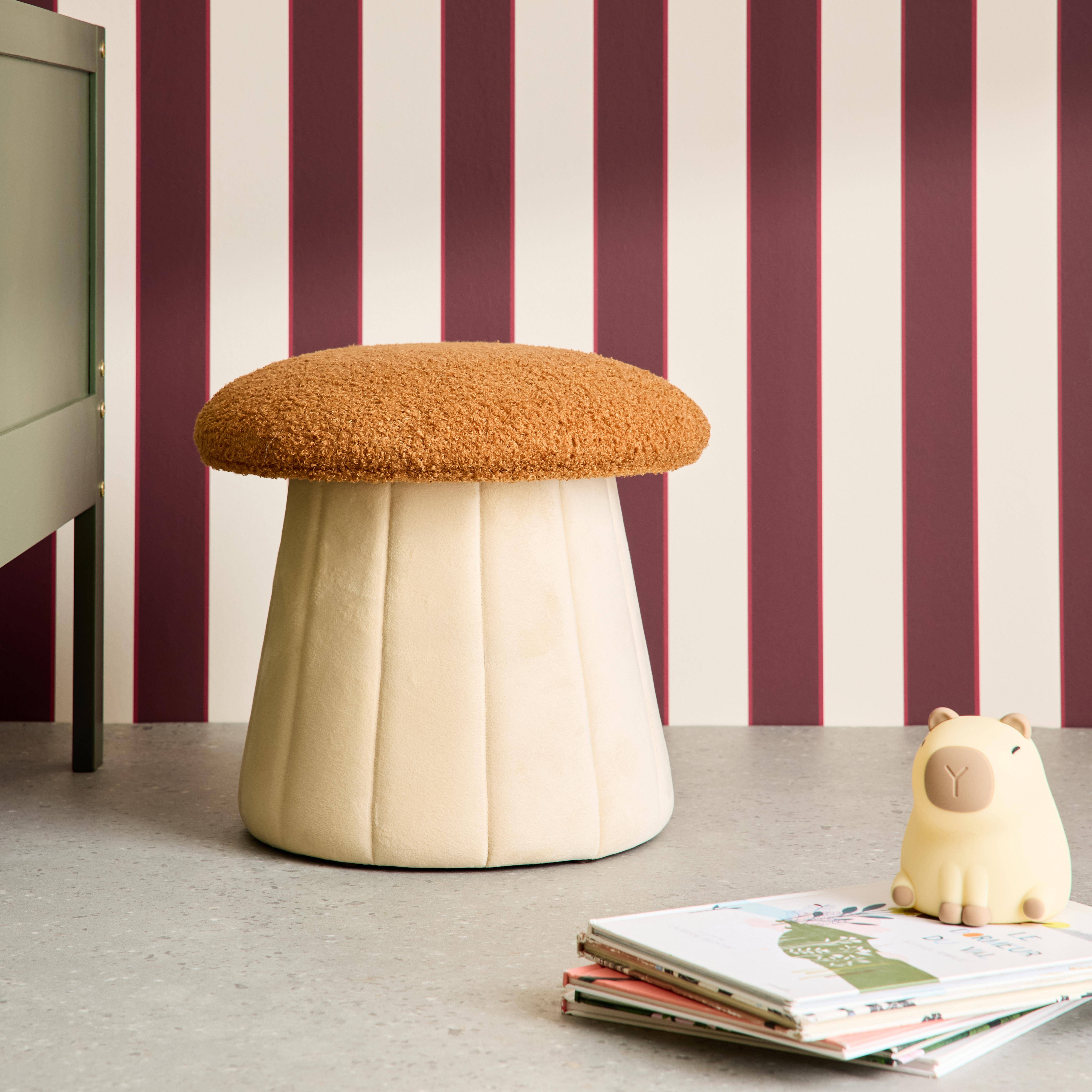 Shroumy - Puff champiñón infantil con almacenamiento teddy y terciopelo