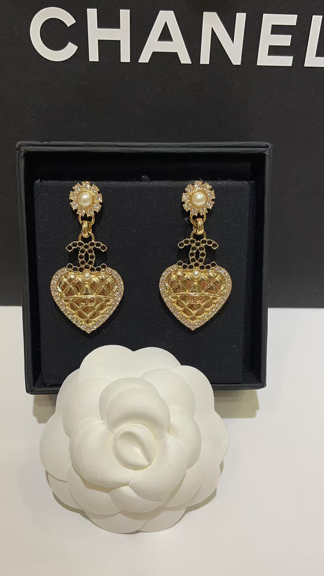 Chanel Love Heart Dangle Earrings - Original Replica Club