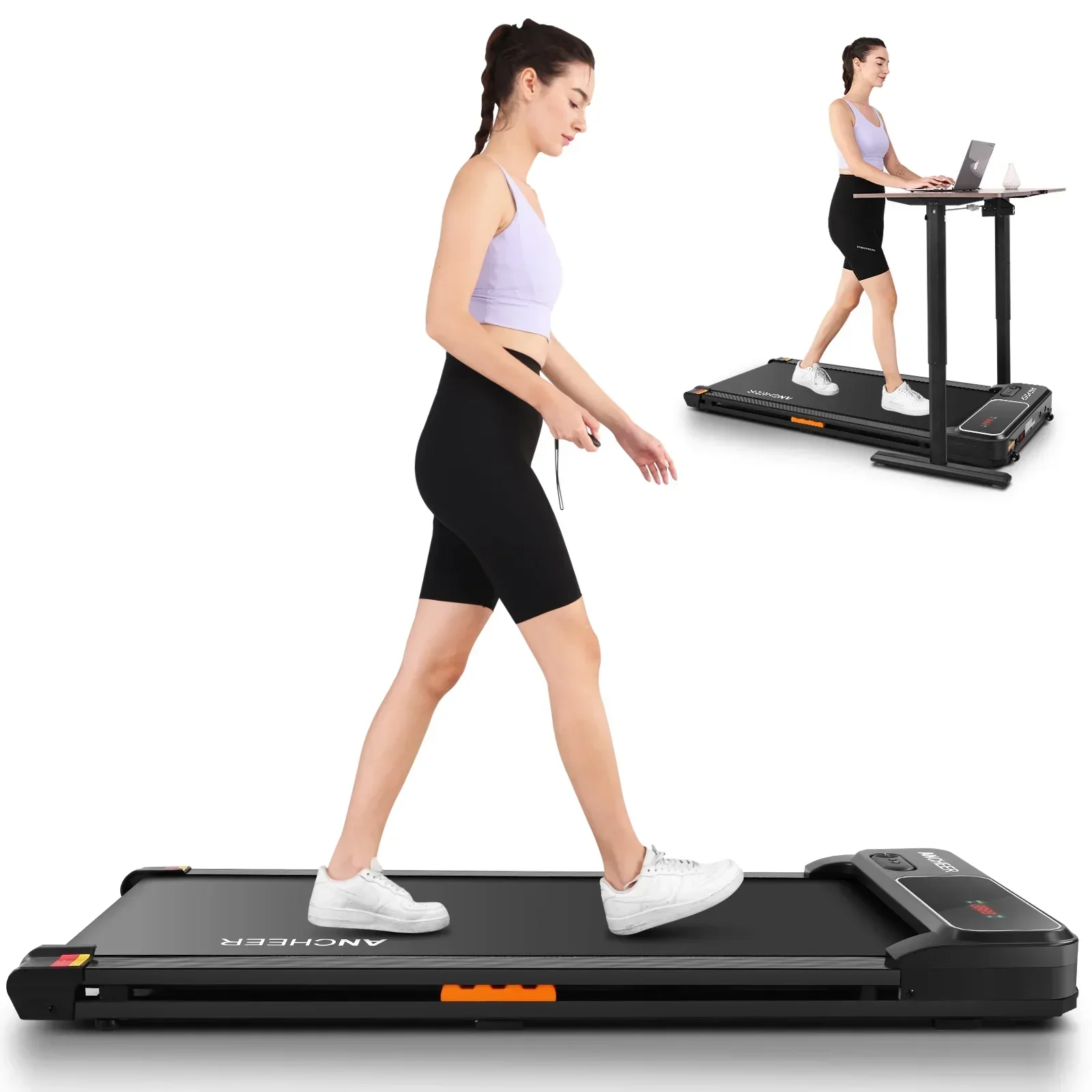 ANCHEER Under Desk Walking Pad Treadmill, 0.6-3.8 MPH, 240 lbs Capacity, 2.5 HP - Image 2 ANCHEER Under Desk Walking Pad Treadmill, 0.6-3.8 MPH, 240 lbs Capacity, 2.5 HP - Image 2