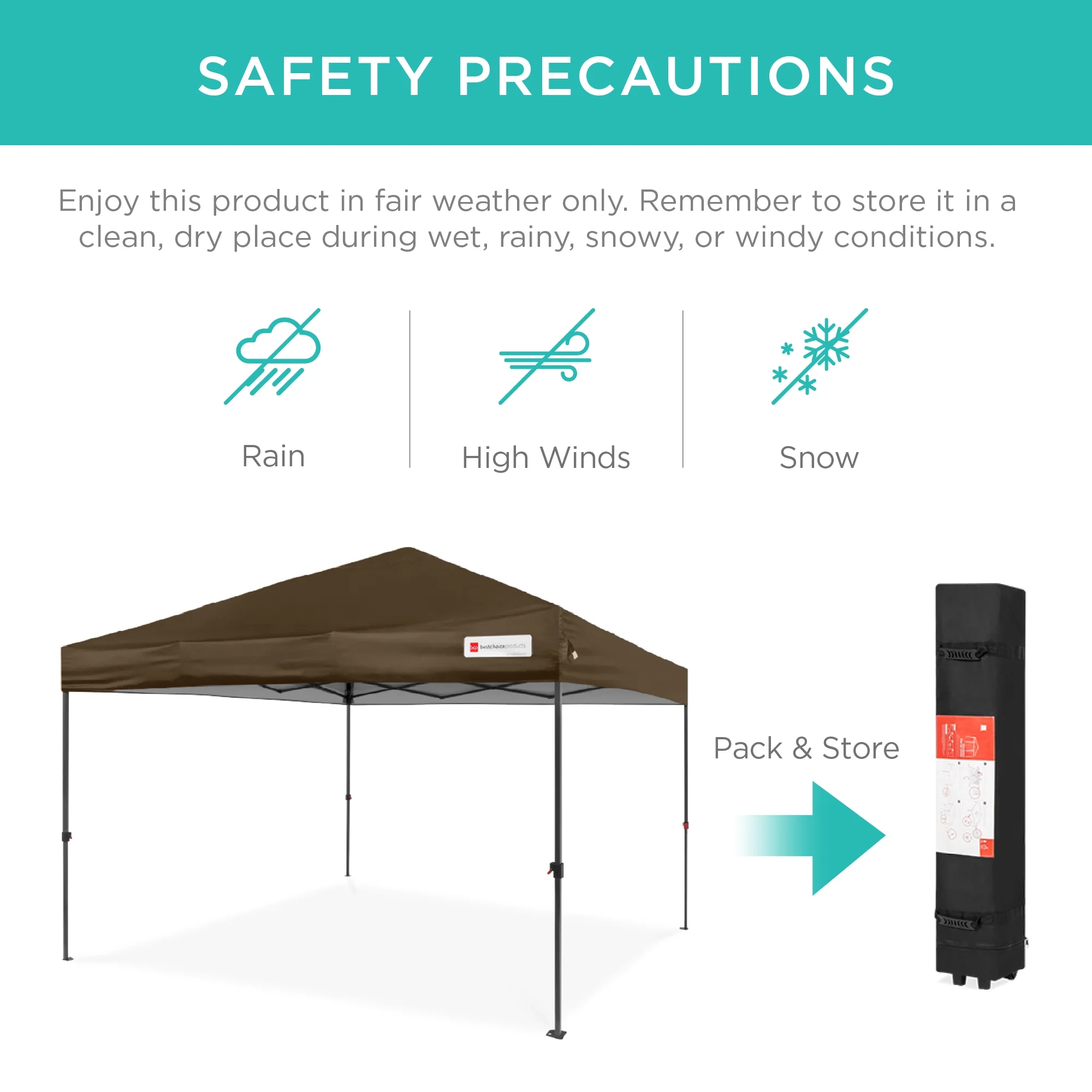 Best Choice Products 10x10ft Easy Setup Pop Up Canopy w/ 1-Button Setup, Wheeled Case, 4 Weight Bags - White - Image 204