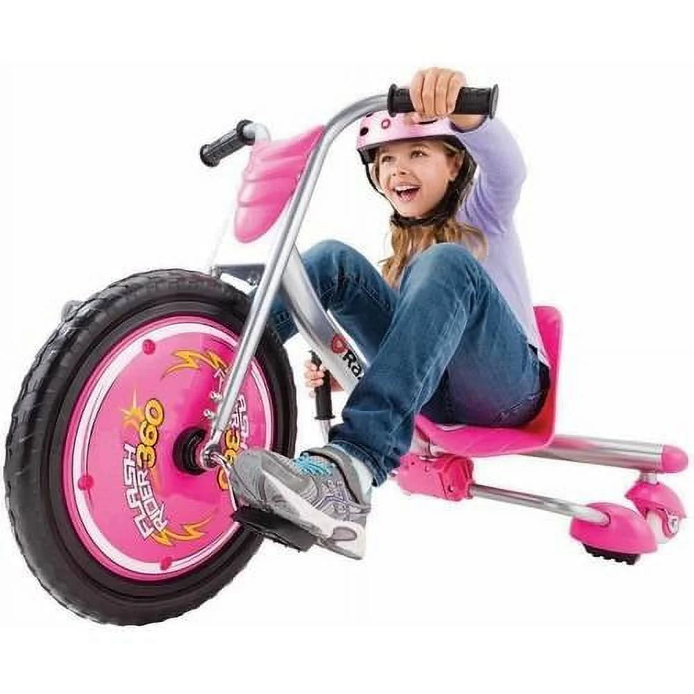 Razor FlashRider 360 Tricycle with Sparks - Pink, 16" Front Wheel, Welded Steel Frame Trike, Ride-On Toy for Kids Ages 6 and Up, Unisex - Image 2