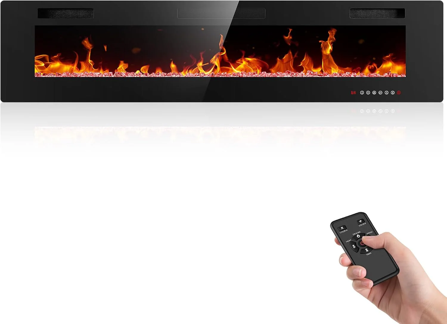 36 Inch Electric Fireplace Insert Ultra Thin Recessed Wall Mounted Fireplace Heater