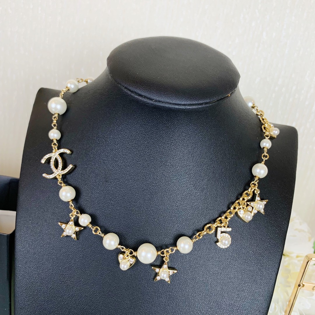 Chanel Princess Star Heart NO.5 Pearl Charms Necklace - Original Replica Club