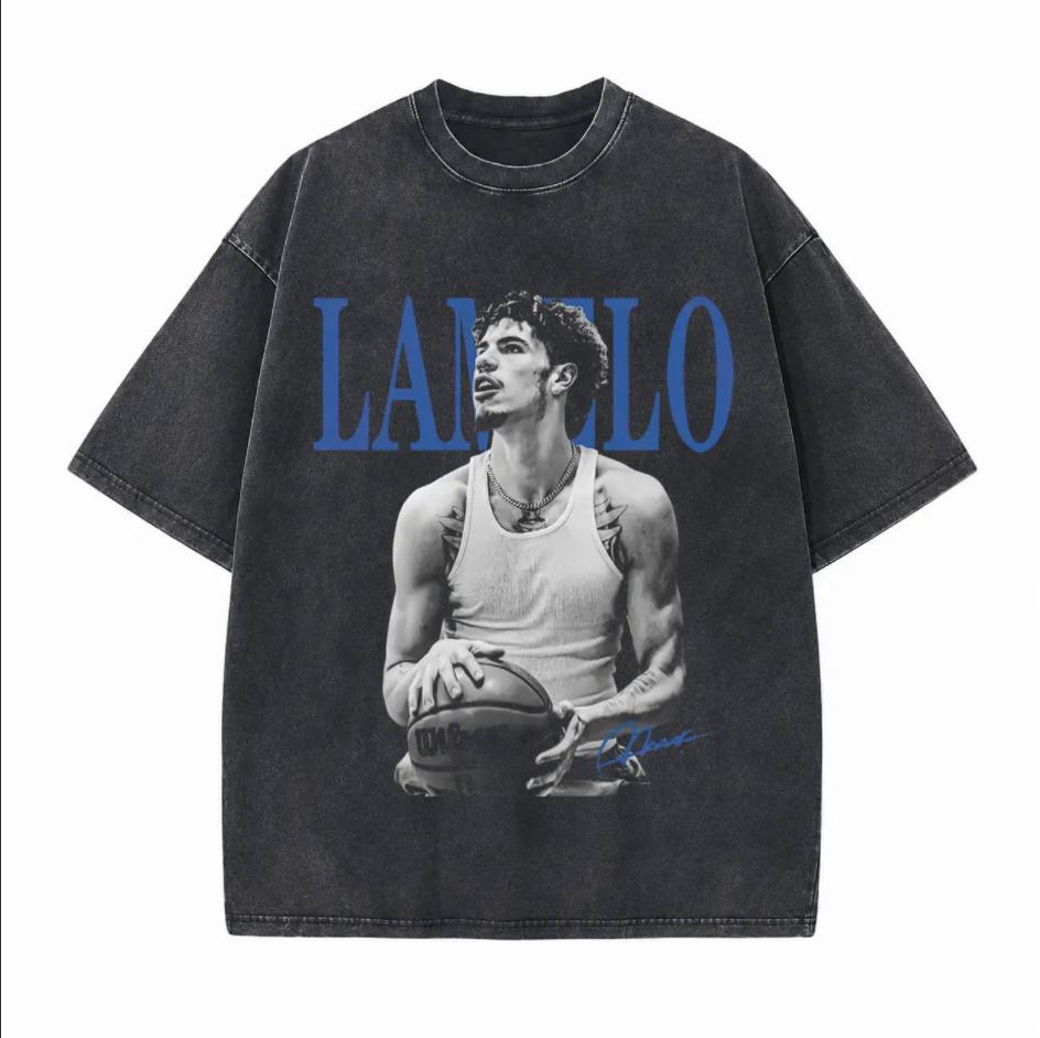 NBA Hornets LaMelo Printed Unisex Washed T-Shirt