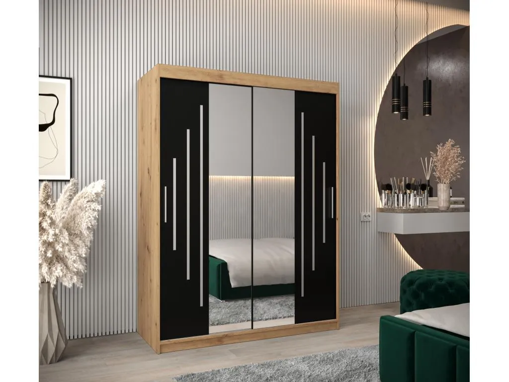 ARMARIO Mueblesclasic 1 DE PUERTAS CORREDERAS 200/150/62 2 puertas (artisan/negro)