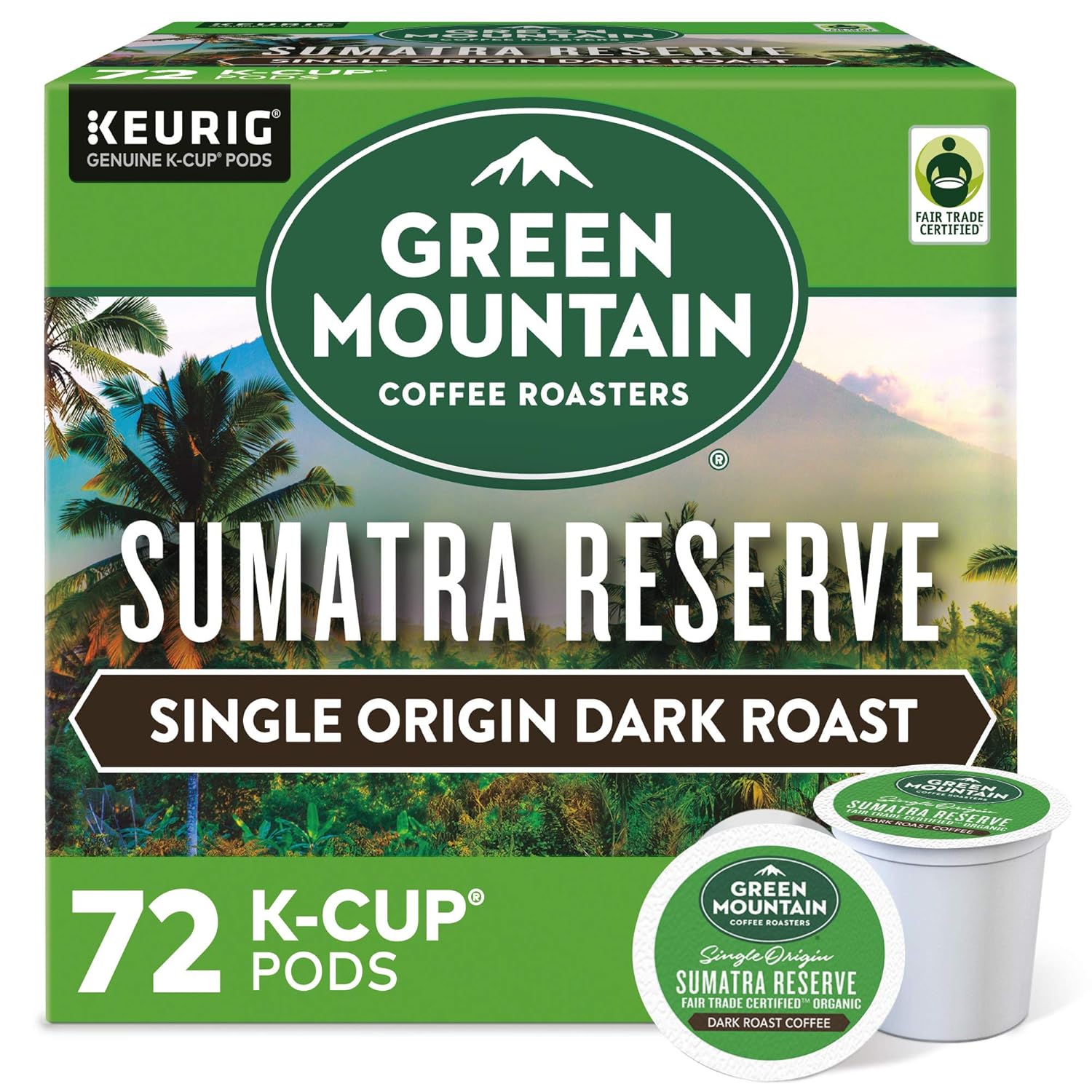 Green Mountain Coffee Roasters Sumatra Reserve Keurig Single-Serve K-Cup pods. Dark Roast Coffee. 72 Count