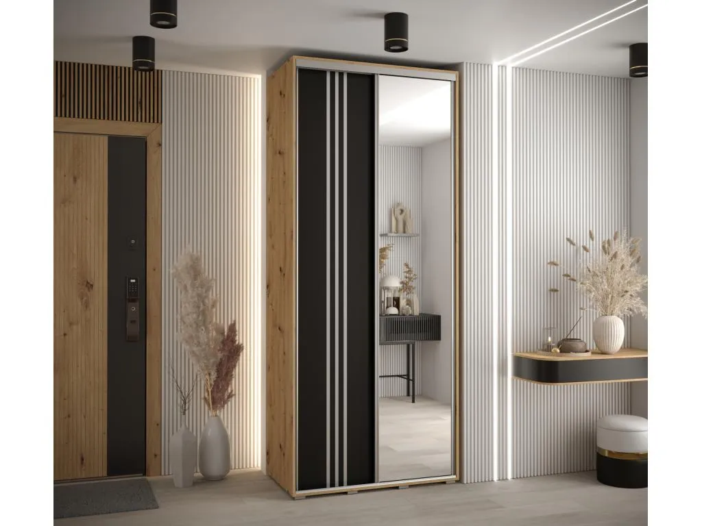 ARMARIO Vivircalido 7 DE PUERTAS CORREDERAS 235.2/110/60 2 puertas (Artisan/Negro/Plata) ltmz02716