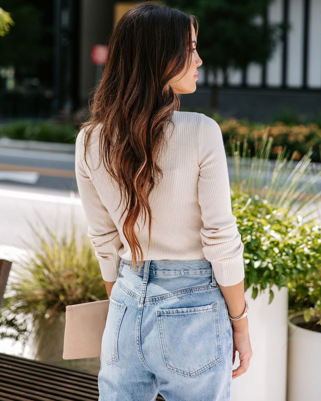 Tell Me About It Ribbed Mock Neck Long Sleeve Top - Oatmeal - FINAL SALE - Se7enfashion