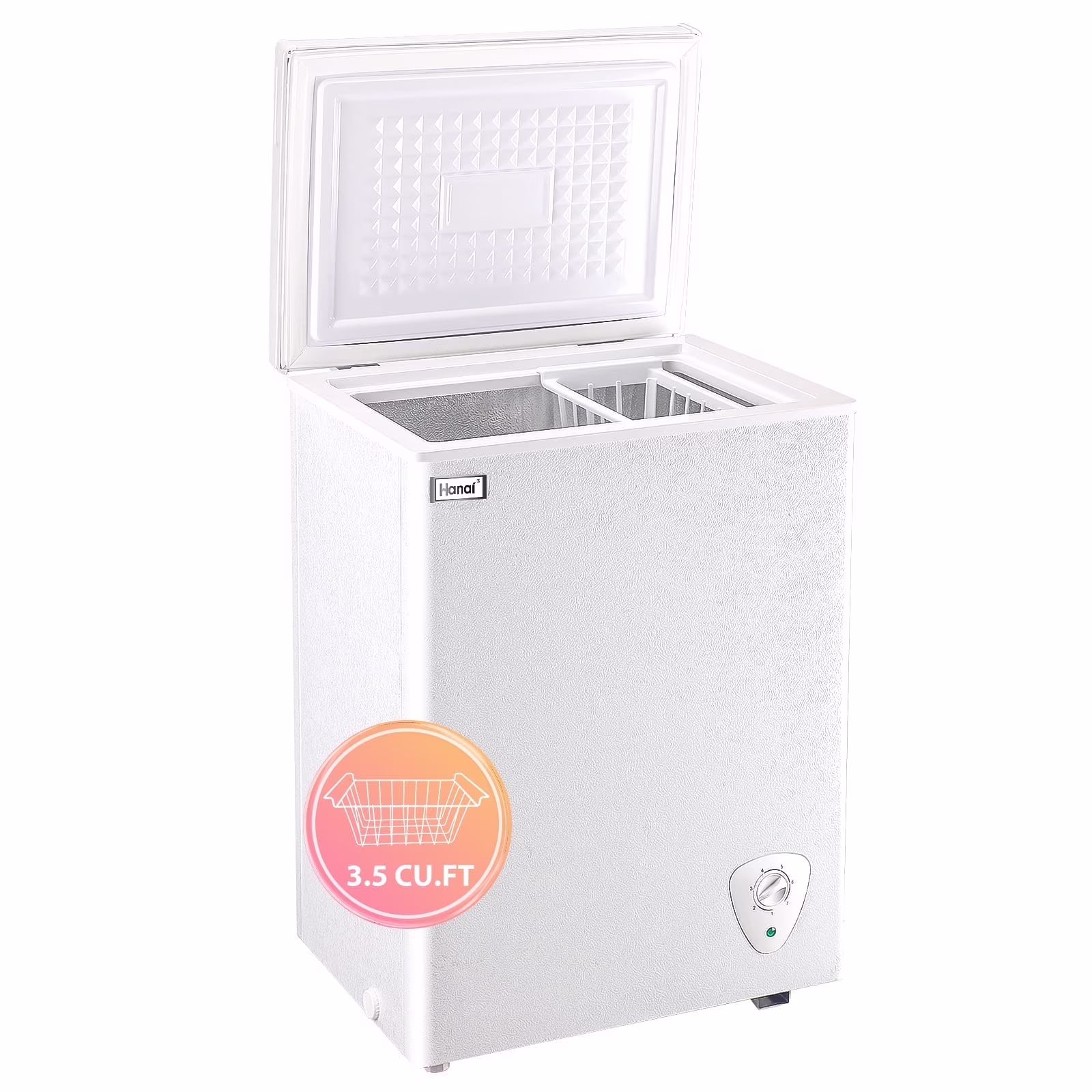 WANAI Chest Freezer 3.5 Cu Ft,Small Chest Freezer,Upright Single Door Refrigerator,White