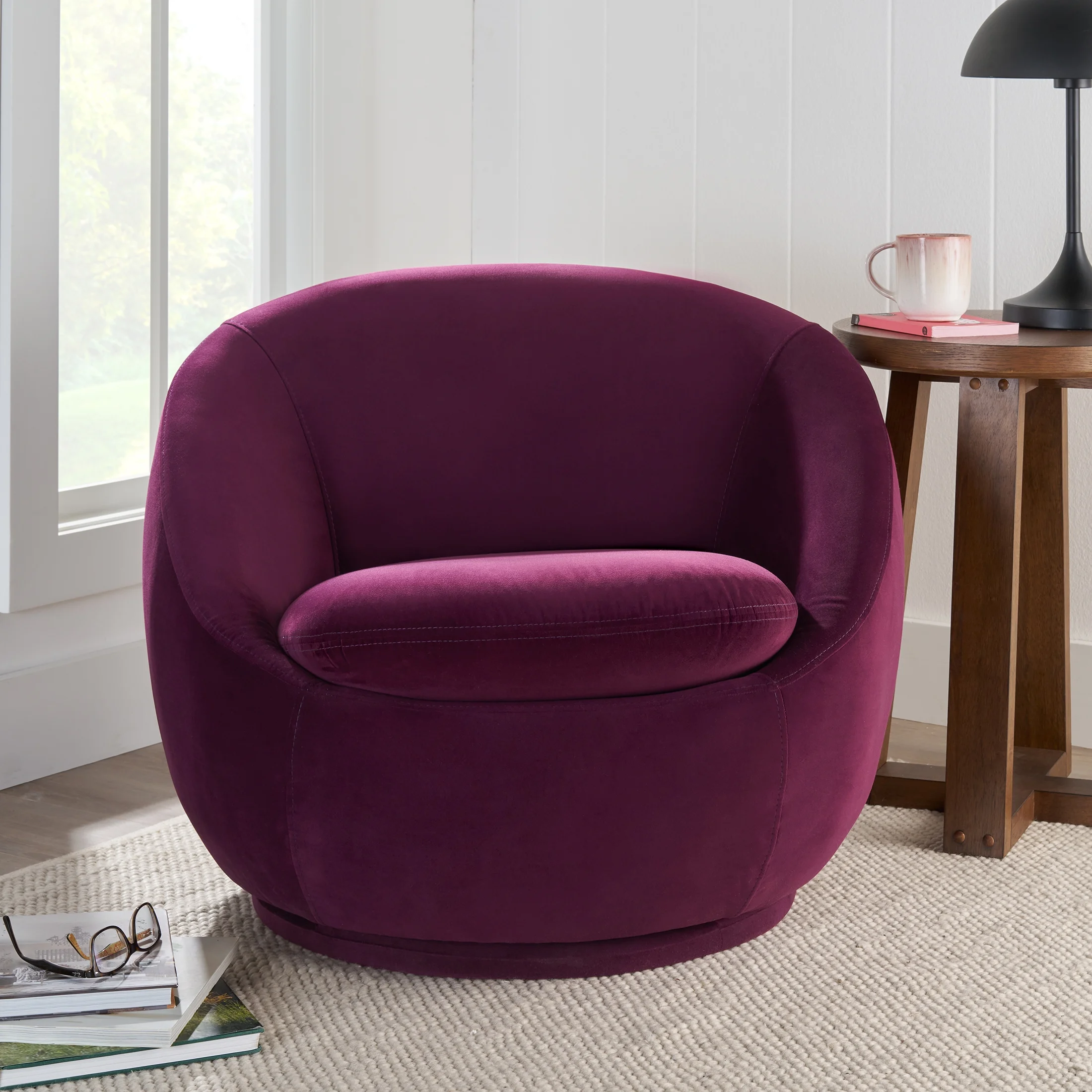 Better Homes & Gardens Mira Swivel Accent Chair, Cream Shearling - Image 50