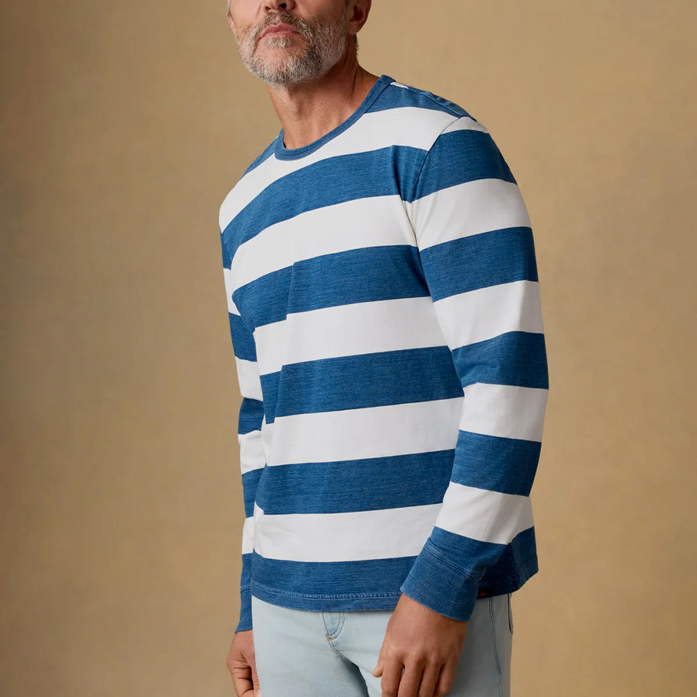 Faherty - T shirt Indigo - Marine à rayures