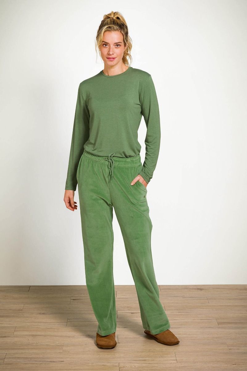 Britta Long Trousers Velvet Green