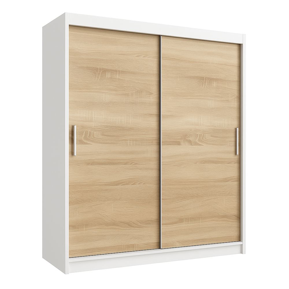 Armario deslizante de madera con acabado blanco y puertas de estilo contemporáneo,almacenamiento funcional y elegante para dormitorio