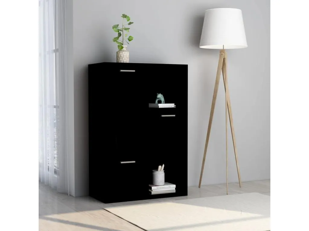 Armario de almacenamiento Aglomerado negro 60x29.5x90 cm HSPG62587