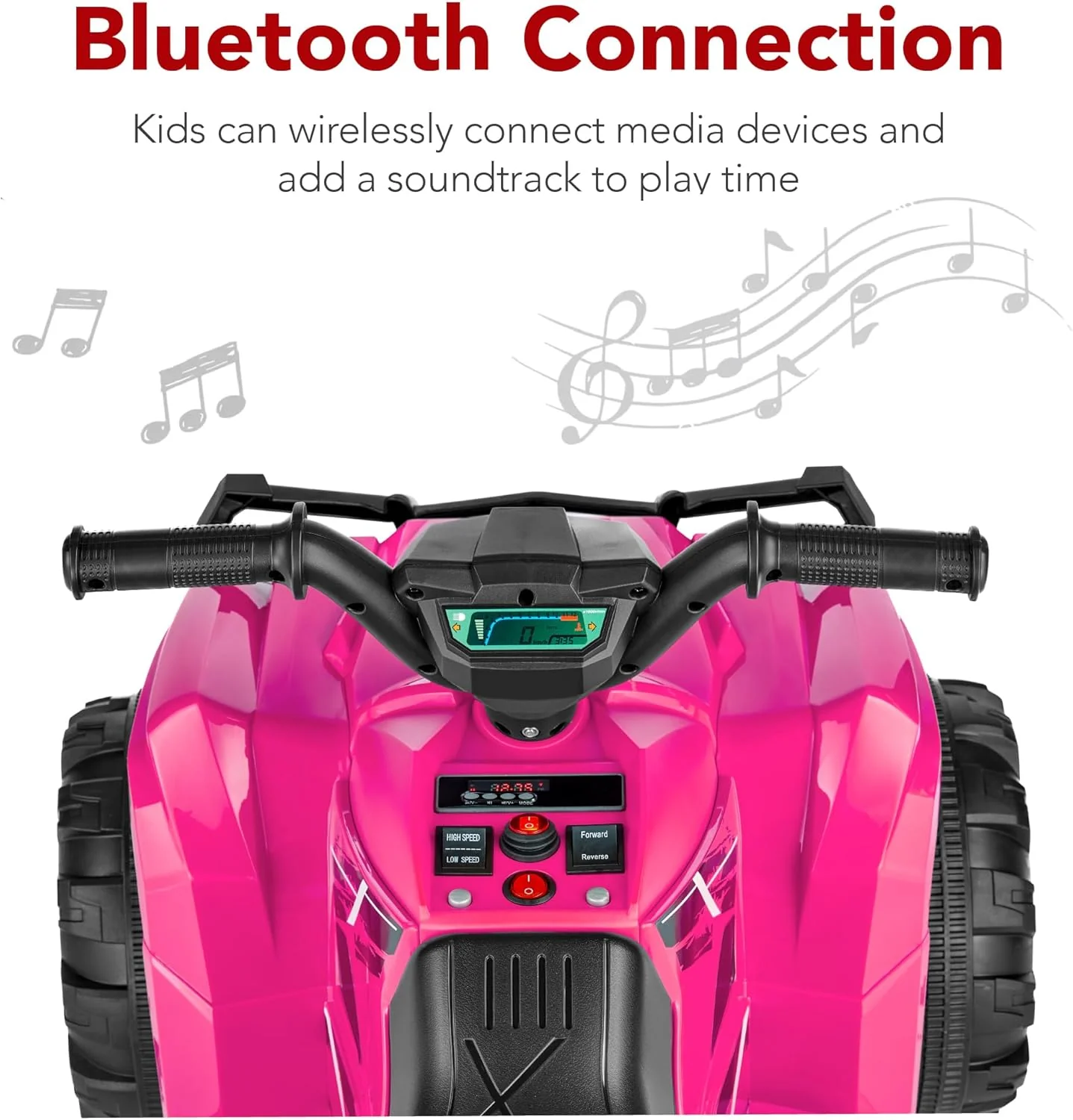 Best Choice Products 12V Kids Ride-On Electric ATV, 4-Wheeler Quad Car Toy w/Bluetooth Audio, 2.4mph Max Speed, Treaded Tires, LED Headlights, Radio