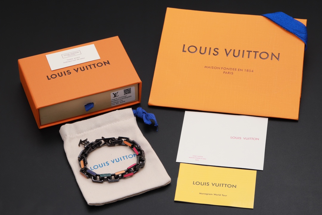 Louis Vuitton Black Gold Monogram Bracelet - Original Replica Club